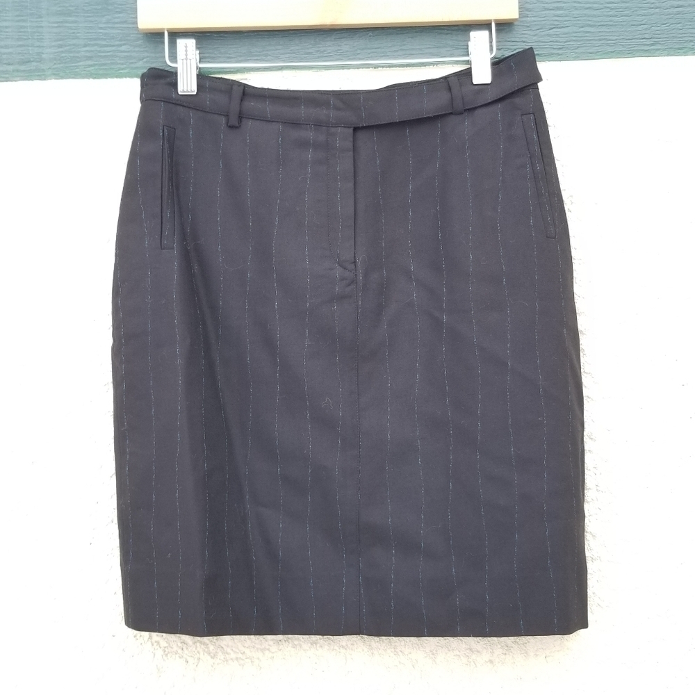 Versus Versace black career skirt with blue vertical stripes SEE MEASUREMENTS